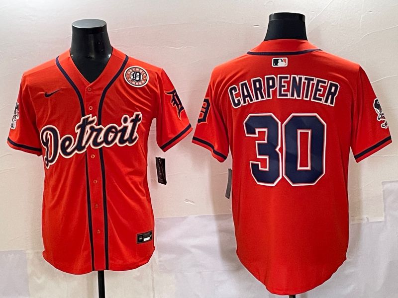 Men 2025 Detroit Tigers #30 Carpenter Orange Fashion Nike MLB Jersey style 7156->detroit tigers->MLB Jersey